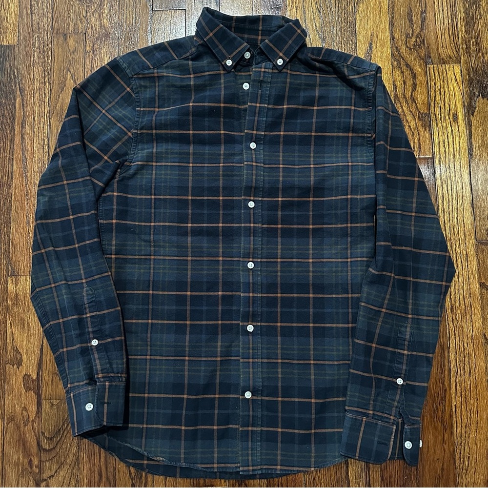 Men's H&M Plaid Shirt Black and Gray Small